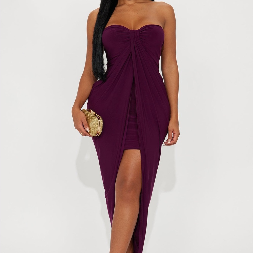 Wine And Dine Draped Maxi Dress - Plum